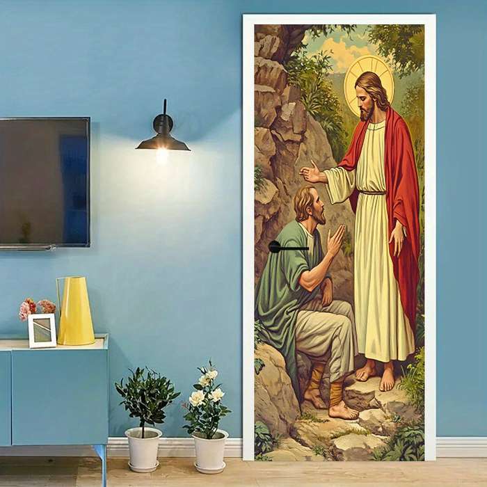 1pc 76.96x199.9cm Jesus Christian Themed Stickers