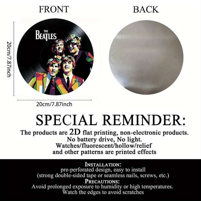 1pc  19.81x19.81cm Round Aluminum Wall Art 2D Flat Print Durable Metal Signs Unique Design E
