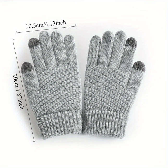 1 Pair Black Winter Warm Knitted Gloves Warm Gloves