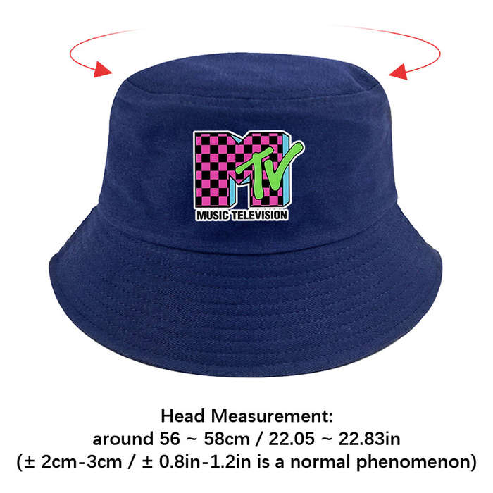 1pc MTV Logo Print Bucket Hat Vibrant Yellow Lightweight Polyester Machine Washable Ideal for