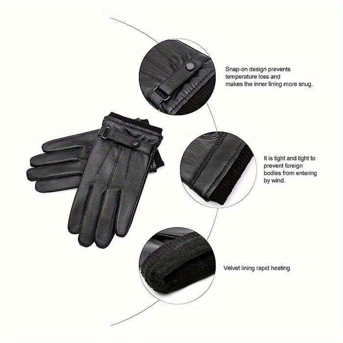1 Pair Black Warm Gloves