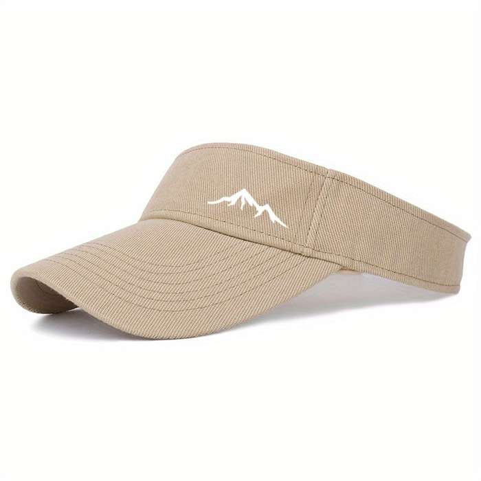 1pc Breathable Black Running Cap with Mountain Logo UV Protection Sun Hat for Outdoor Sports Ca