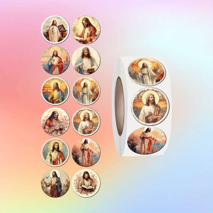 500pcs  roll Jesus Christian Themed Stickers