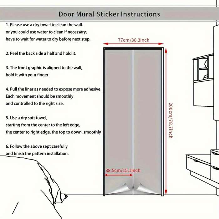 1Pc 77x200cm Door Window Sticker
