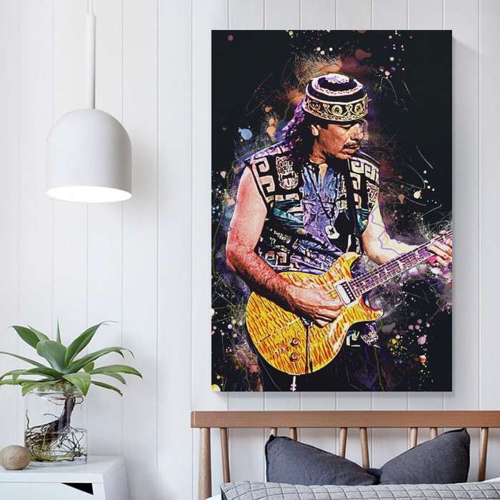 1pc Satin-Finish Carlos Santana Poster Modern Art Print on Silk Fabric Wall Decor for Living Roo