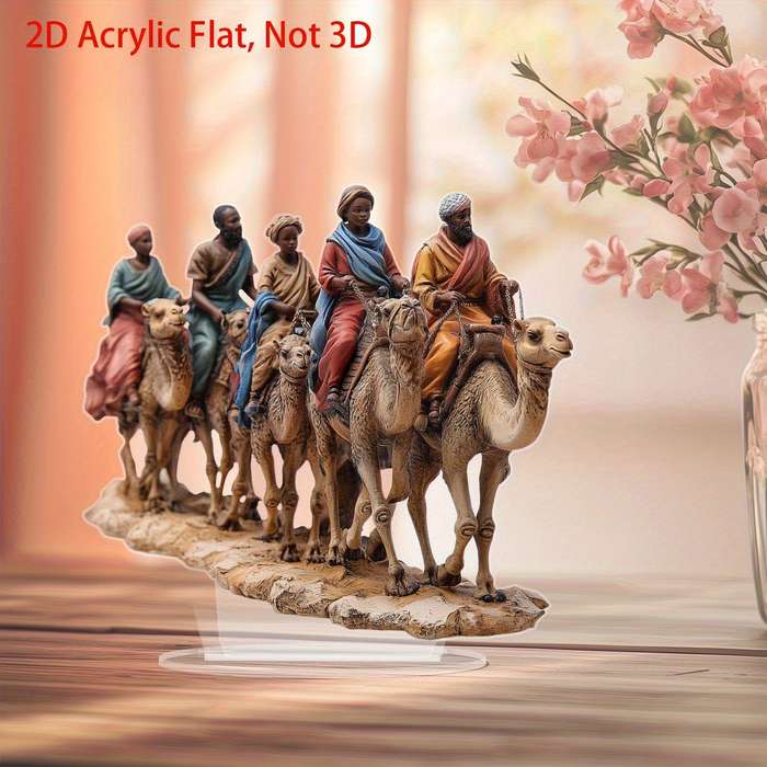 1pc 2D Flat   Acrylic Camel Caravan Desktop Decoration Waterproof and Scratch-Resistant Vibra