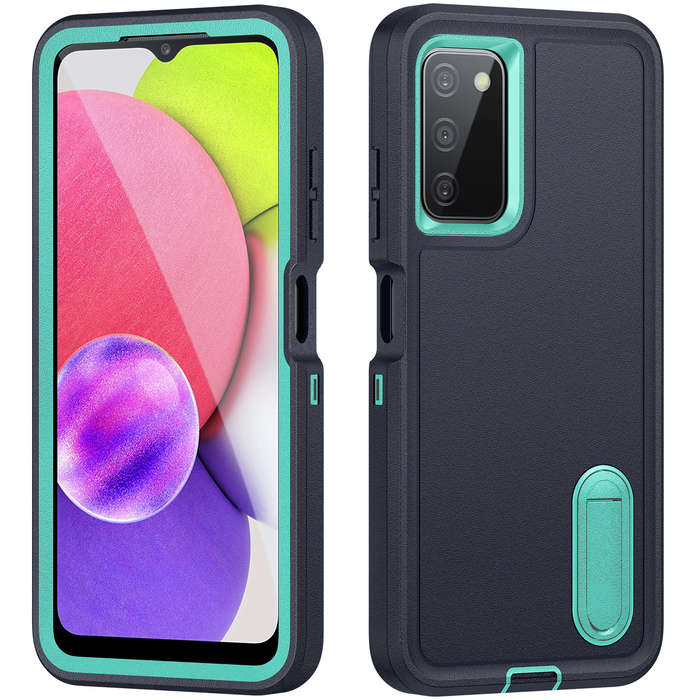 1pc Dark Blue Add  Green For Samsung Galaxy A03S USA Version Phone Cases