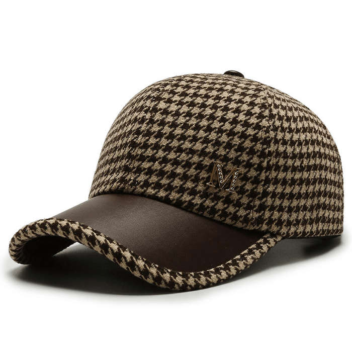 1pc Houndstooth Baseball Cap for Women Lightweight Fitted Sports Hat with Buckle Closure Dry Clea