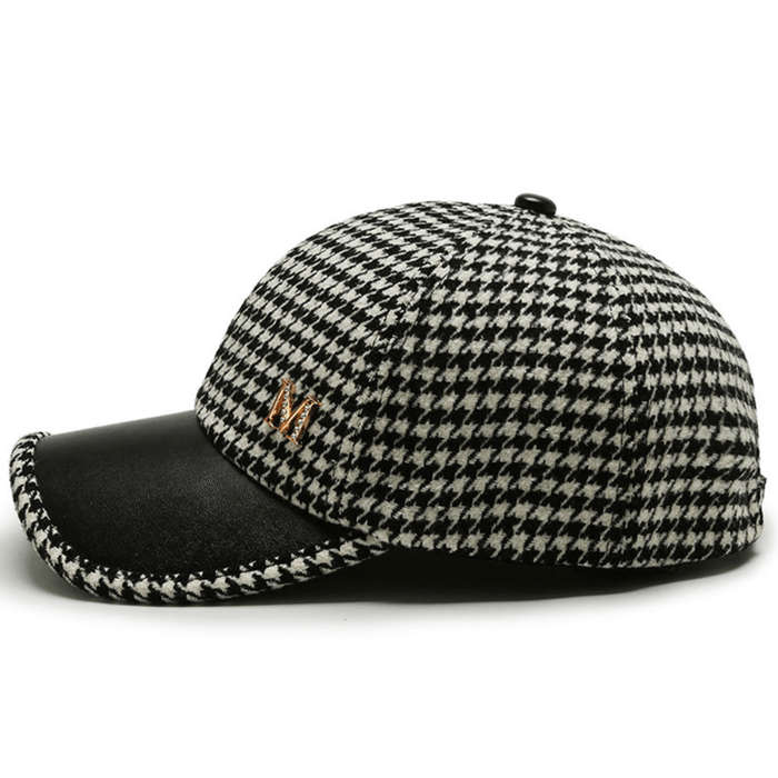 1pc Houndstooth Baseball Cap for Women Lightweight Fitted Sports Hat with Buckle Closure Dry Clea