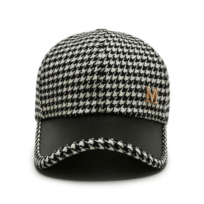 1pc Houndstooth Baseball Cap for Women Lightweight Fitted Sports Hat with Buckle Closure Dry Clea