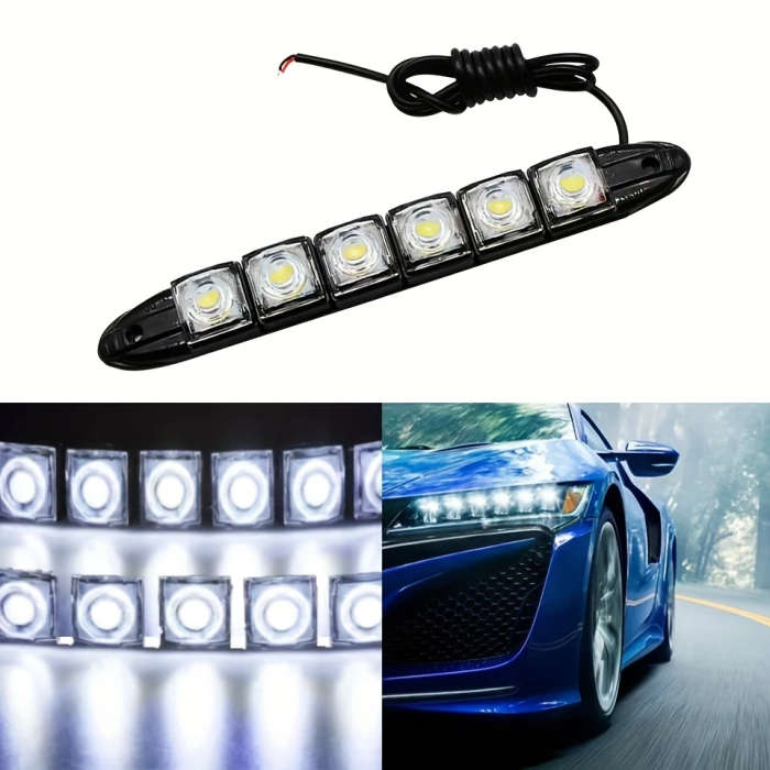 2pcs Universal Car Led DRL Daytime Running Light Flexible 6SMD White Driving Bulb Car Styling DC 12V