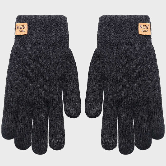 1 Pair One Size Items Double Thickened Grey Warm Gloves