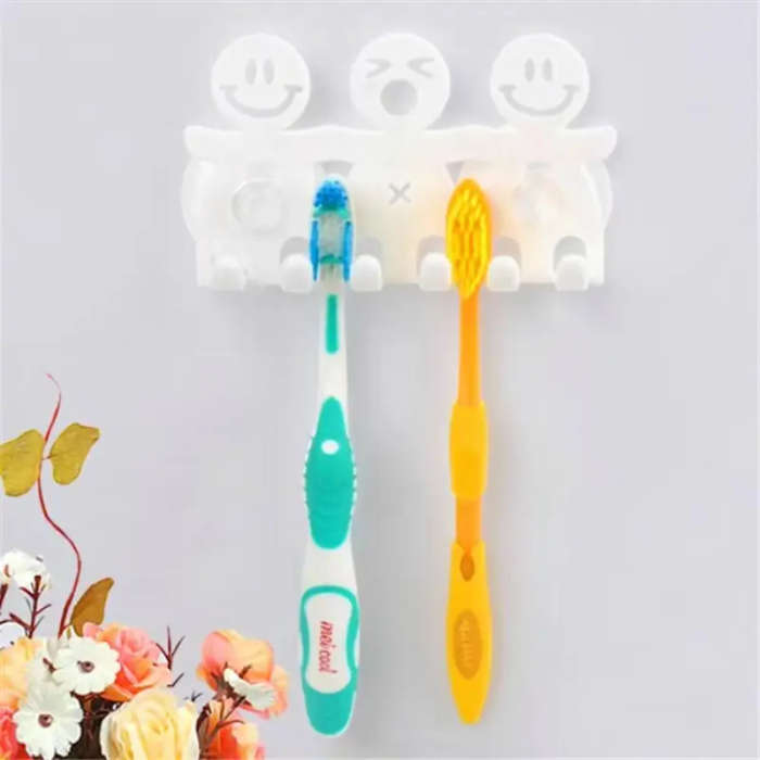 1pc Toothbrush Holder Wall Mounted Suction Cup 5 Position Cute Cartoon Smile Bathroom Sets Bathroom