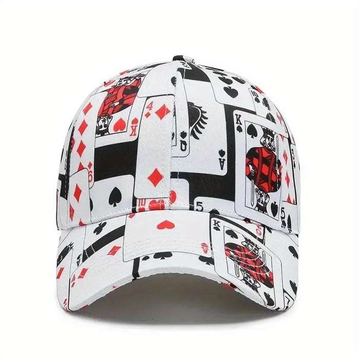 1pc Playing Card Design Baseball Cap Adjustable Snapback Sun Wind Protection Breathable P