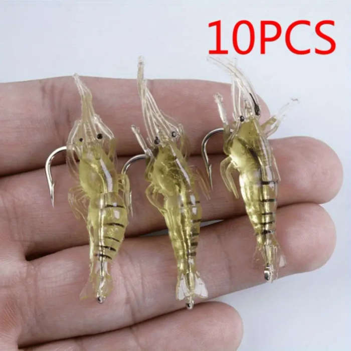 10pcs Of Realistic Hooked Soft Shrimp Simulated Soft Worm Shrimp Lure Lure Artificial Lure Bionic