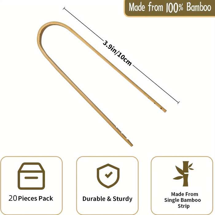 20-Pack Mini Bamboo Tongs Disposable Wooden BBQ Tongs Natural Toast Tongs for Cooking Bakin