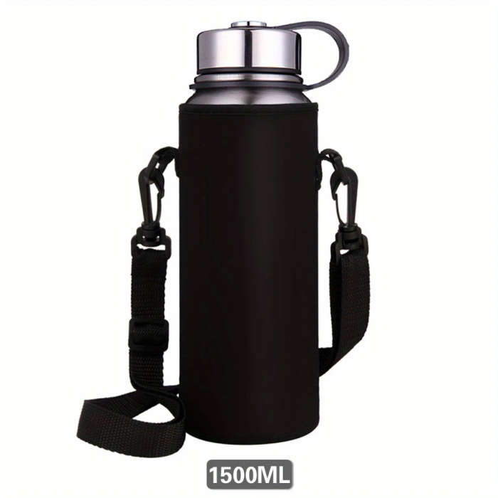 1pc Nylon Water Bottle Sleeve with Adjustable Strap Portable Protective Cover Holder for 1500ml