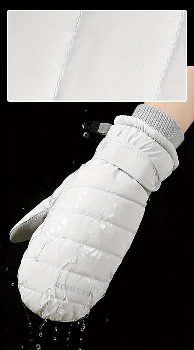 1 Pair Beige One Size Warm Gloves