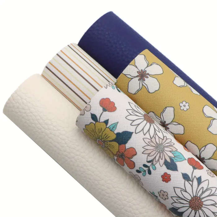 5-Piece Set Of Vibrant Floral And Striped Faux Leather