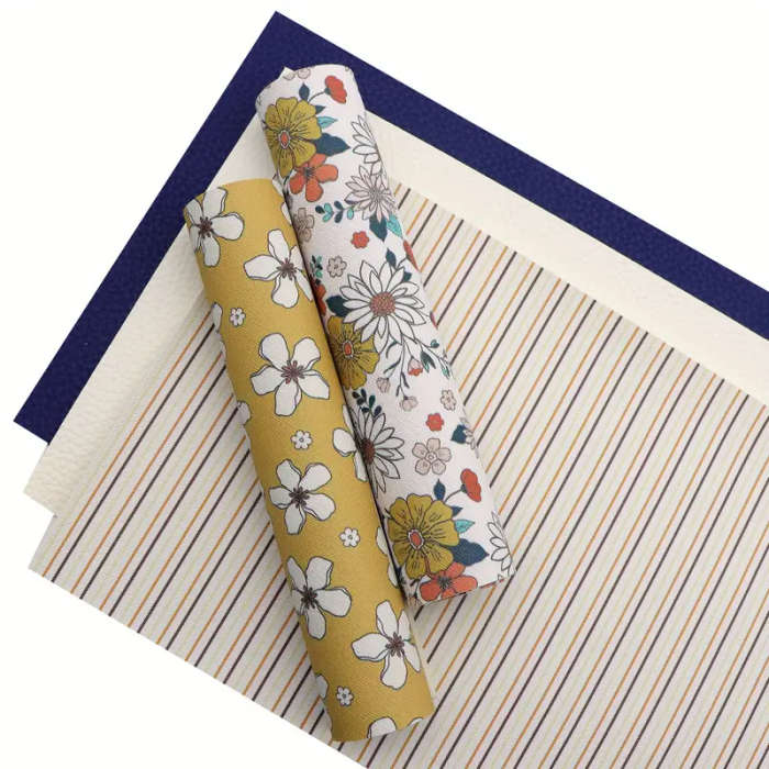 5-Piece Set Of Vibrant Floral And Striped Faux Leather