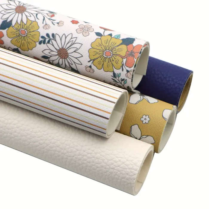 5-Piece Set Of Vibrant Floral And Striped Faux Leather