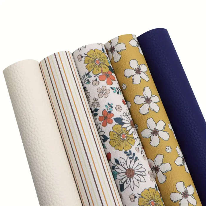 5-Piece Set Of Vibrant Floral And Striped Faux Leather