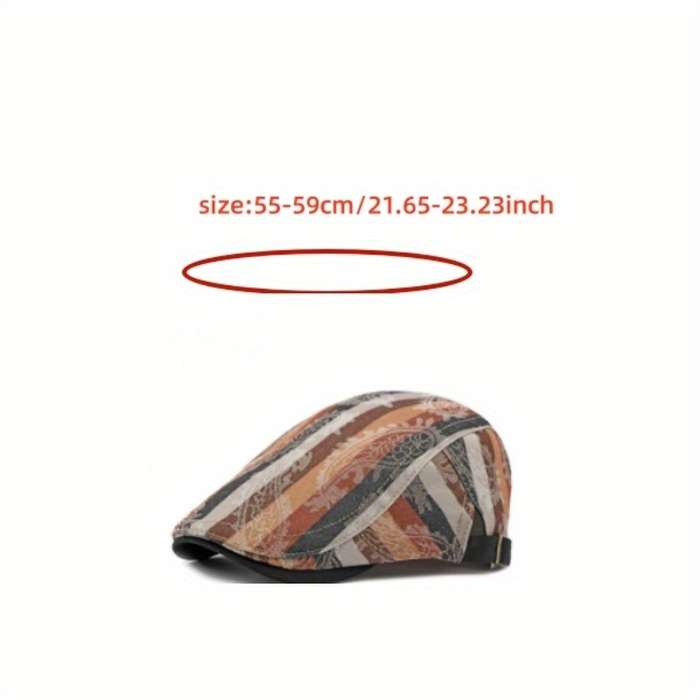 1pc Stylish Unisex Striped Beret Lightweight Non-Stretch Hand-Washable Polyester Painter Cap wi