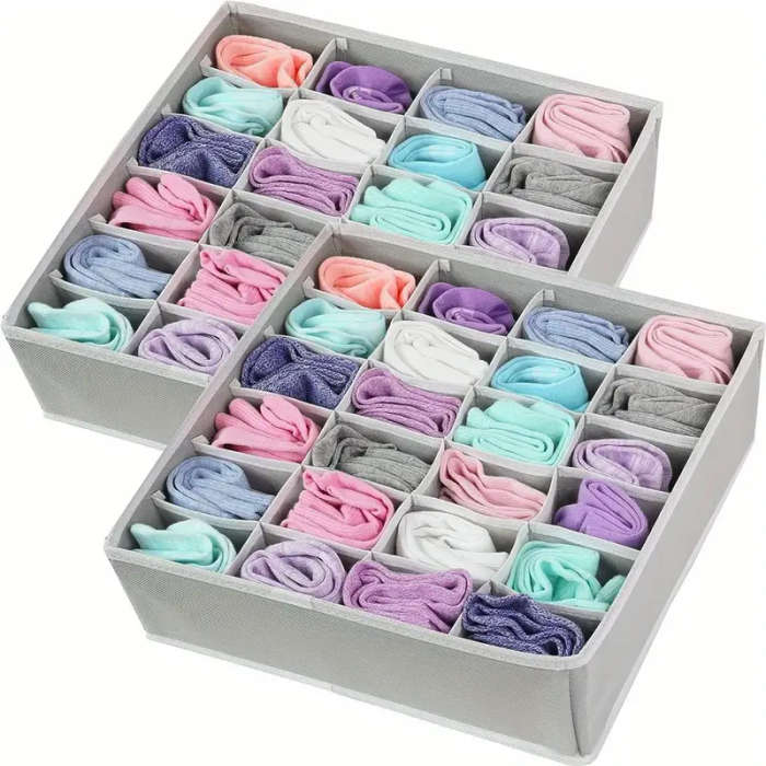 1pc Sock Underwear Organizer Dividers 24 Grids Drawer Organizers Fabric Foldable Cabinet Closet Orga