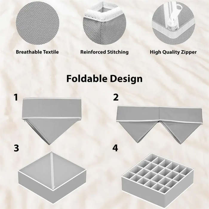 1pc Sock Underwear Organizer Dividers 24 Grids Drawer Organizers Fabric Foldable Cabinet Closet Orga