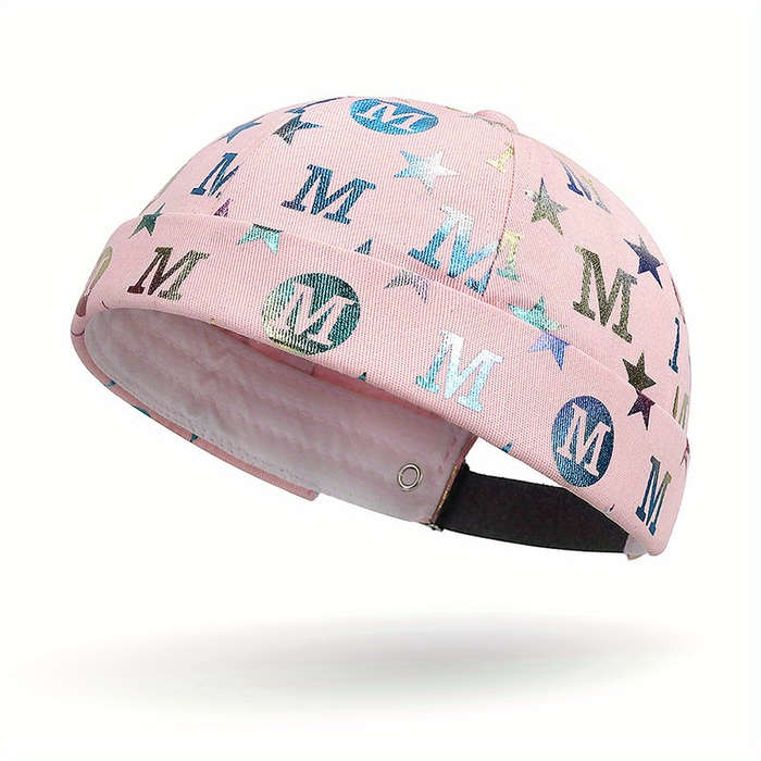 1pc Trendy Beanie Cap Unisex Bronzing Letter Star Pattern Docker Cap Embossed Golden Hip-Hop Styl