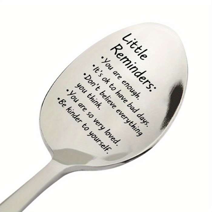 1pc Inspirational Stainless Steel Spoon  You Are Enough  Engraved Self-Love Motivational Qu