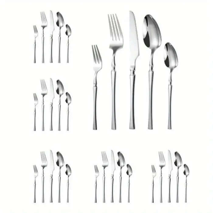 A Set Of 30pcs Stainless Steel Tableware Including Steak Knife Fork And Dessert Spoon Suitable For U