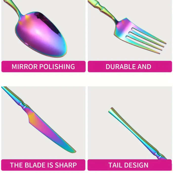 A Set Of 30pcs Stainless Steel Tableware Including Steak Knife Fork And Dessert Spoon Suitable For U
