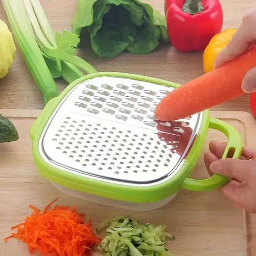 1Pc 3In1 Manual Vegetable Chopper Slicer And Grater Green Plastic French Fry Cutter