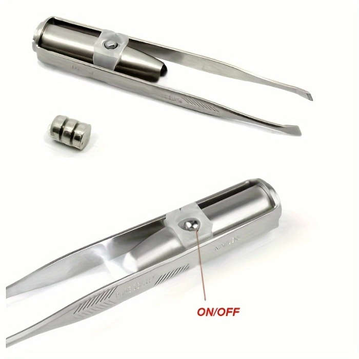 1pc LED Light Eyebrow Tweezer Unscented Power-Free Stainless Steel Precision Hair Removal Tool with
