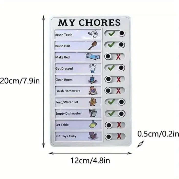 1pc Chore Chart Reusable Plastic Daily Task Board With Sliding Tabs Visual Self-Discipline Checklist