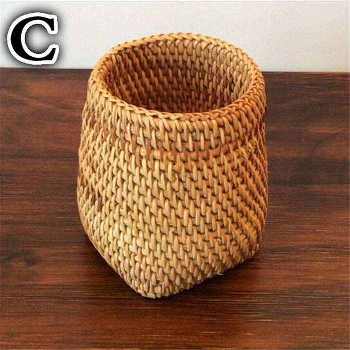 1pc Rattan Cutlery Storage Basket Lightweight Hanging Utensil Holder for Spoons Forks and K