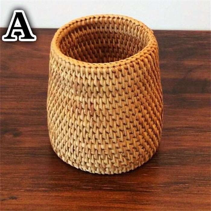 1pc Rattan Cutlery Storage Basket Lightweight Hanging Utensil Holder for Spoons Forks and K
