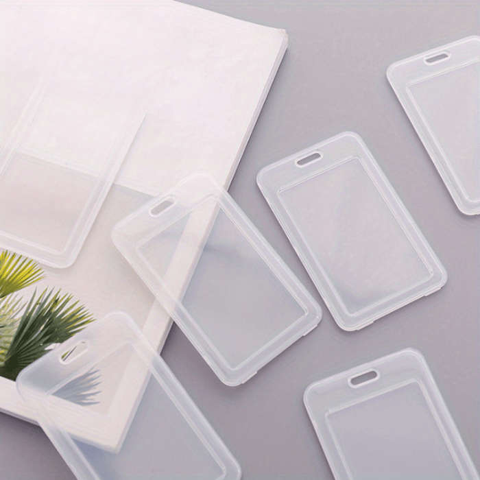 1pc Clear Plastic Card Holder Sleeve Transparent Protective Wallet for Work ID Student Badge