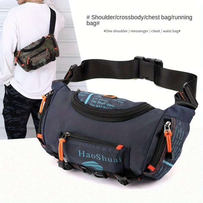 1pc Men's Large Capacity Chest Bag Sports Multi-functional Shoulder Bag Color sent randomly