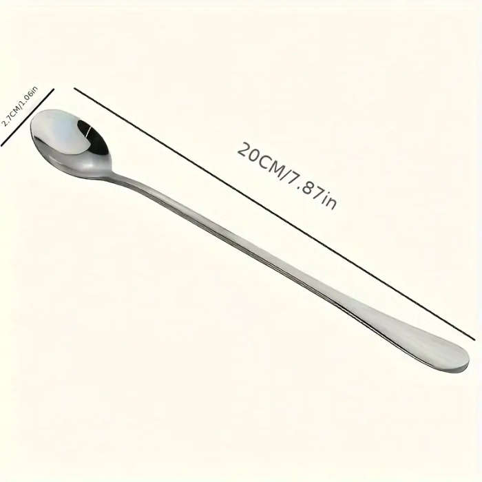 8pcs Stainless Steel Long Handle Ice Tea Spoon Coffee Spoon Ice Cream Stirring Spoon Dishwasher Safe