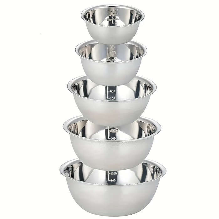 5pcs Stainless Steel Mixing Bowls   Cooking Bowl with Scale G