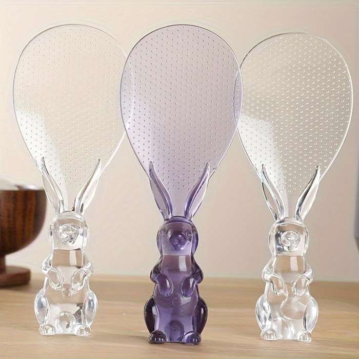 1pc Cartoon Bunny Design Plastic Rice Potato Server Standing Rabbit Shaped Scoop for Rice Co