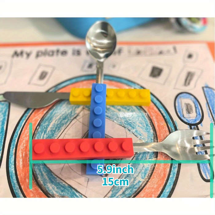 3pcs Building Block-Inspired Stainless Steel Cutlery Set Stackable Spoon Fork Knife with