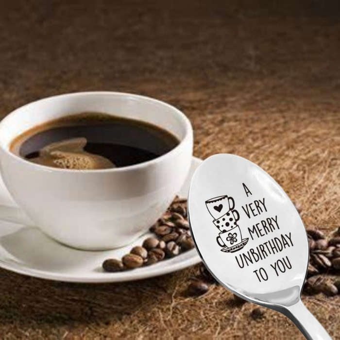 1pc A Very Merry Unbirthday To You Stainless Steel Spoon Best Coffee Tea Dessert Spoon Gifts