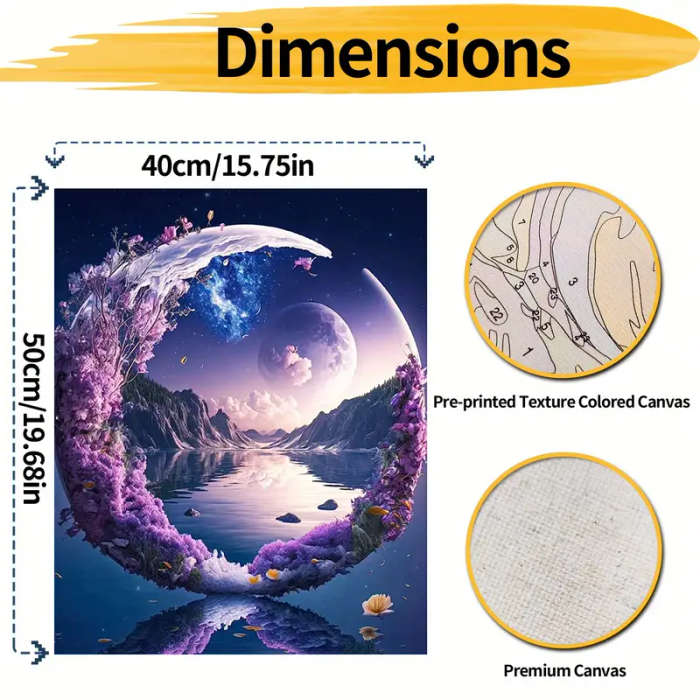 1pc Paint By Number Kits for Adults 40x50cm 16x20inch DIY Mirror Moon Easy Oil Acrylic Painting By N