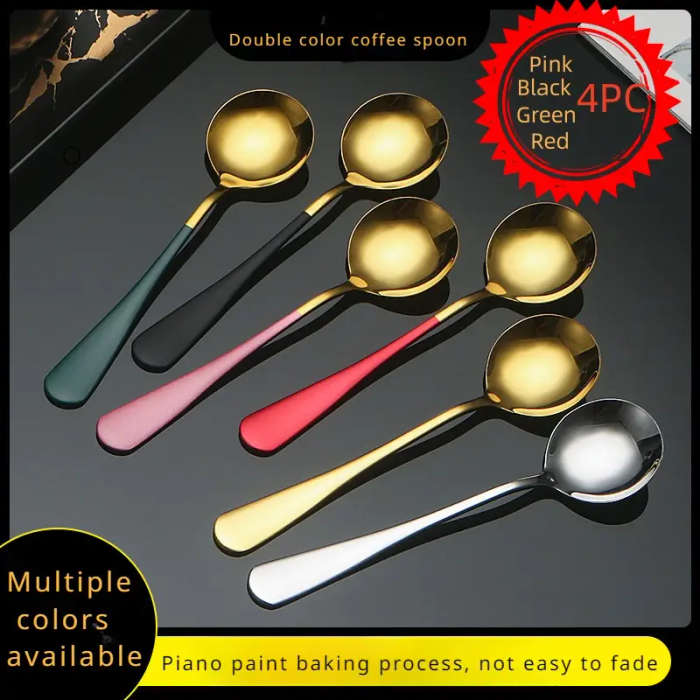 4-Piece Stainless Steel Long-Handled Coffee Spoon