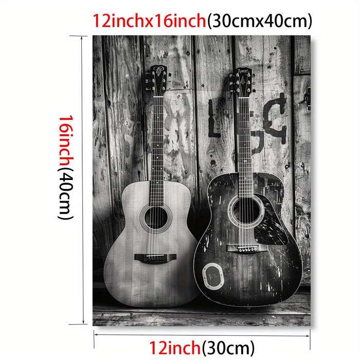 1pc 2D  Acoustic Guitars Canvas Art Print 30.48x40.64cm Unframed Wall Decor for Living Room