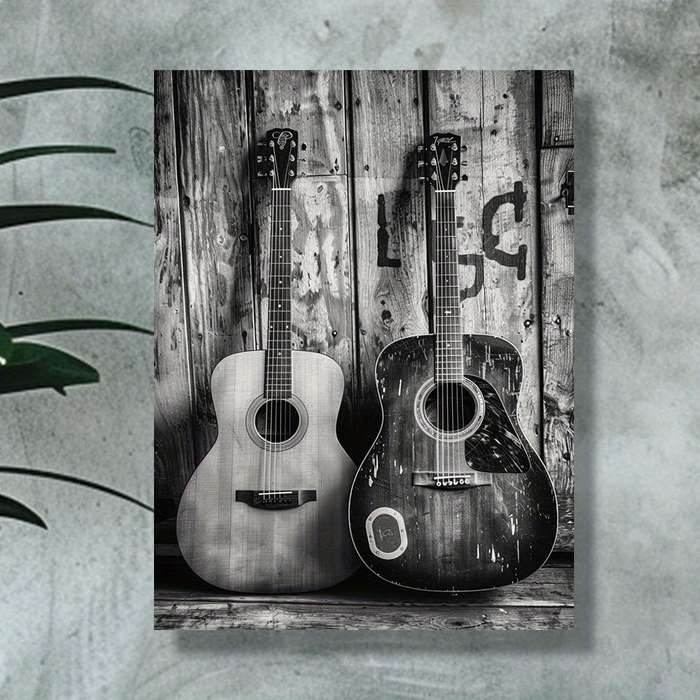 1pc 2D  Acoustic Guitars Canvas Art Print 30.48x40.64cm Unframed Wall Decor for Living Room
