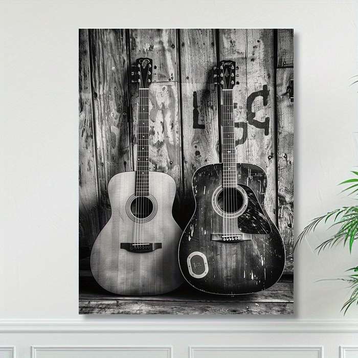 1pc 2D  Acoustic Guitars Canvas Art Print 30.48x40.64cm Unframed Wall Decor for Living Room
